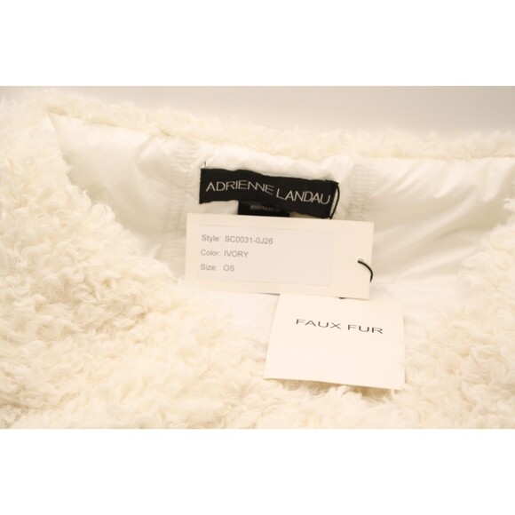 ADRIENNE LANDAU Pull Through Scarf Ivory Shaggy Faux Fur Sheepskin Womens OS - Picture 4 of 5